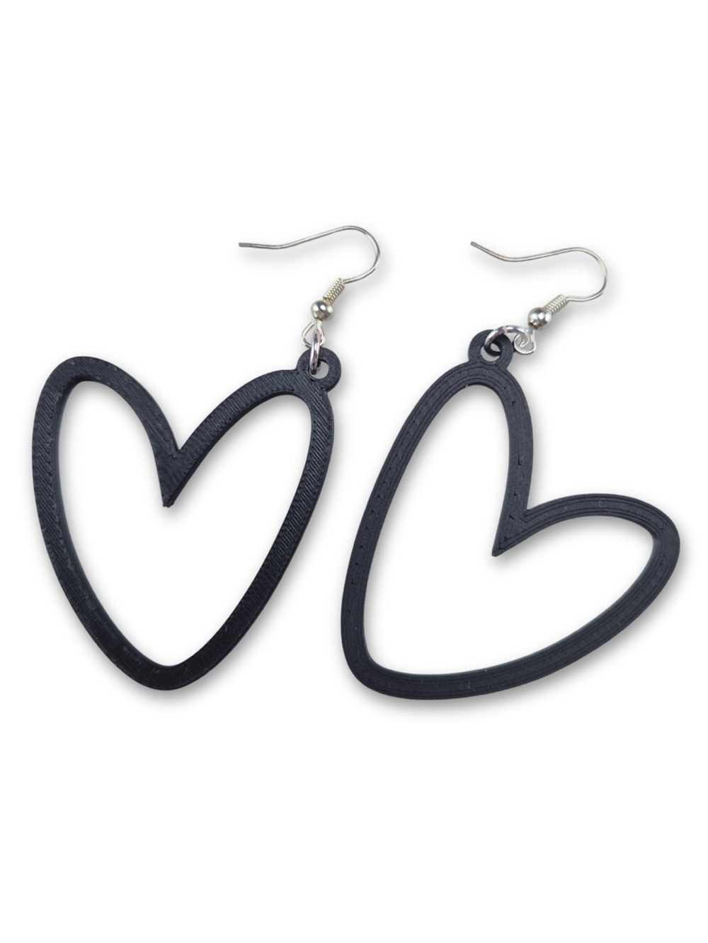 Black Heart Outline Dangle Earrings - Women Jewelry